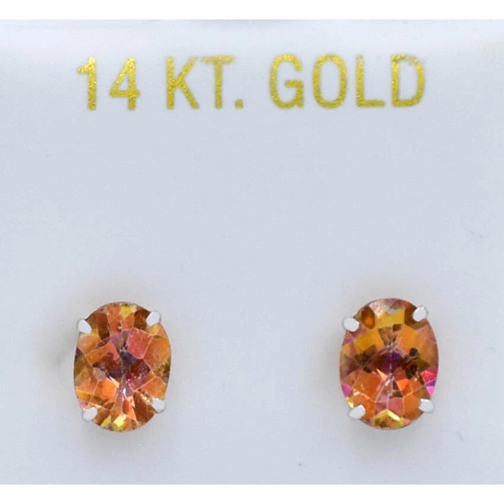 Created 5.40 Cts Azotic Topaz Stud Earrings 14k White Gold